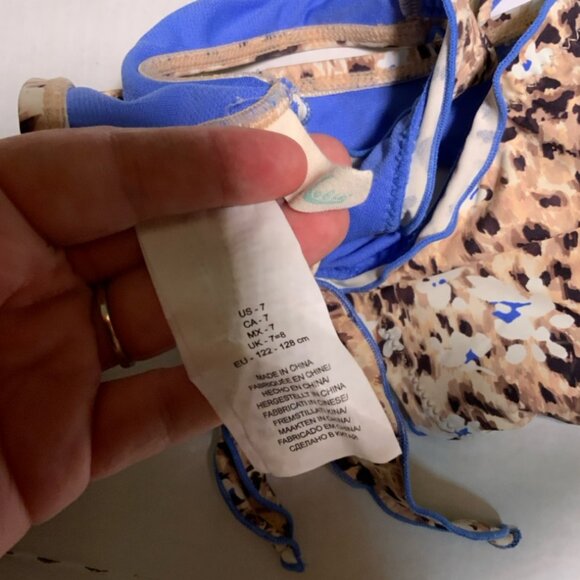 Hobie Girl's Sz 7 2Pc Cheetah Animal Print Ruffle Edges Hipster Swimwear (I) - Picture 8 of 8